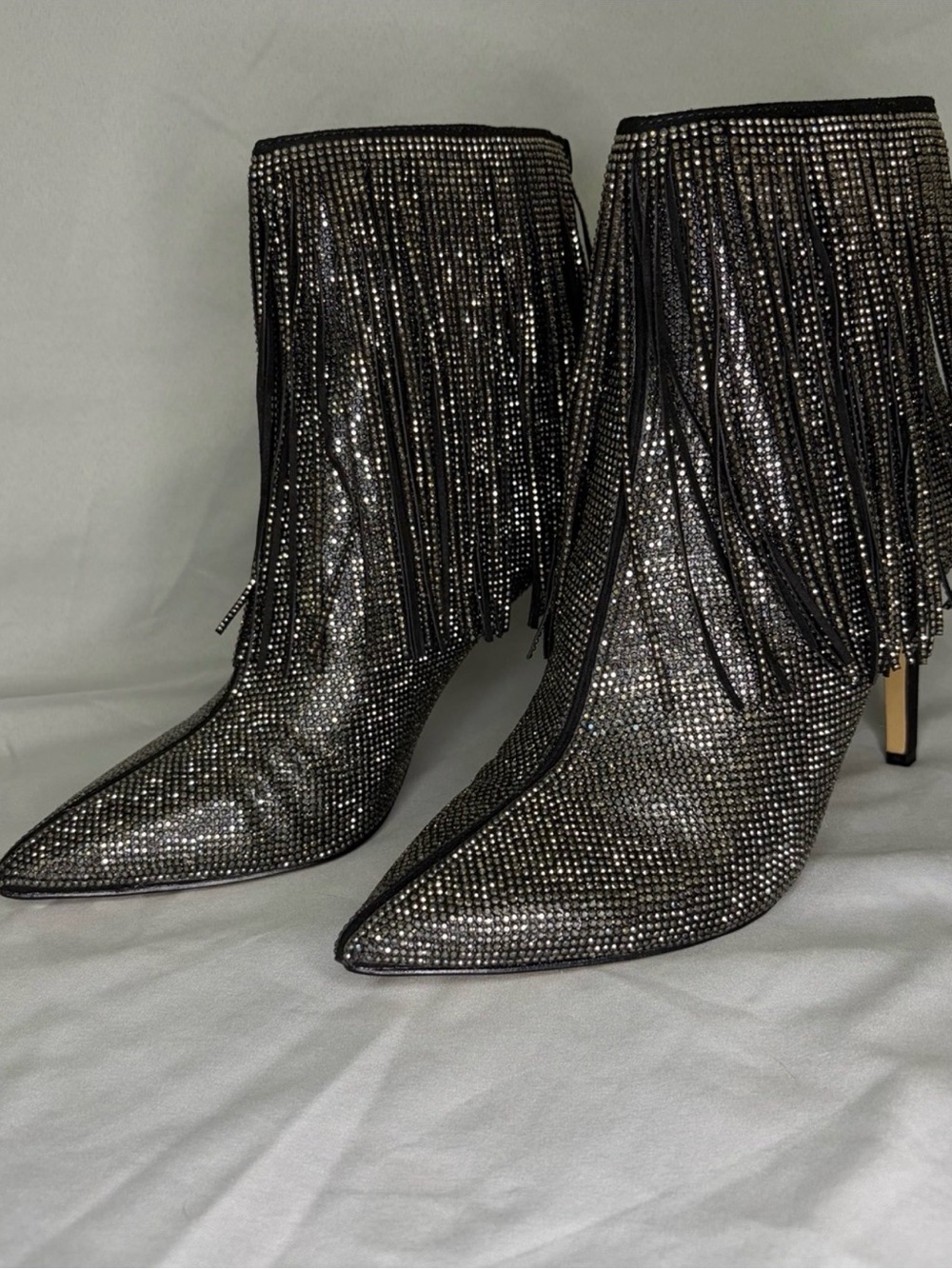 NWOT…INC International Concepts Black Rhinestone Fringe Ankle Boots